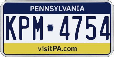 PA license plate KPM4754