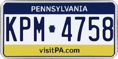 PA license plate KPM4758