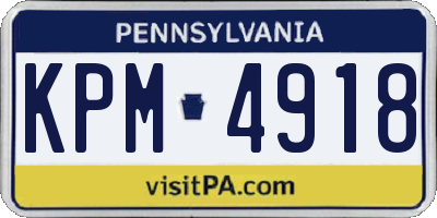 PA license plate KPM4918
