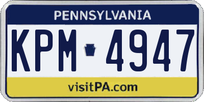 PA license plate KPM4947