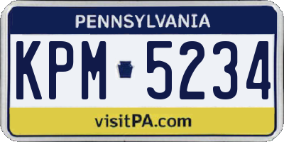 PA license plate KPM5234