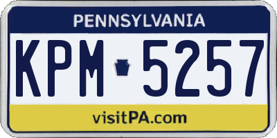 PA license plate KPM5257