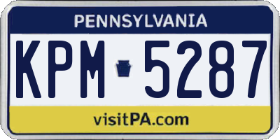 PA license plate KPM5287