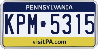 PA license plate KPM5315