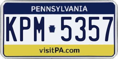 PA license plate KPM5357