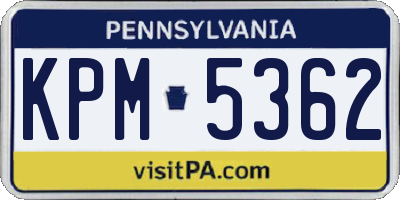 PA license plate KPM5362