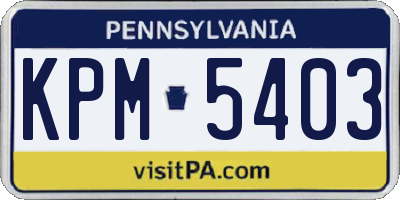 PA license plate KPM5403