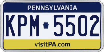 PA license plate KPM5502