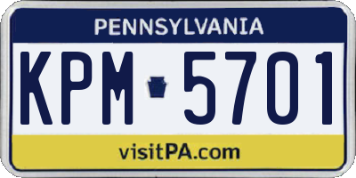 PA license plate KPM5701