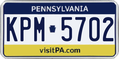 PA license plate KPM5702