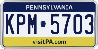PA license plate KPM5703
