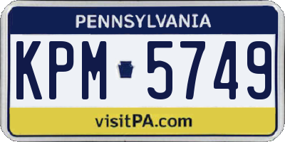 PA license plate KPM5749
