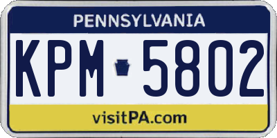 PA license plate KPM5802