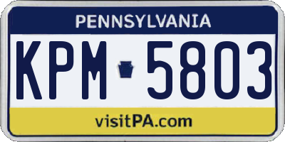 PA license plate KPM5803
