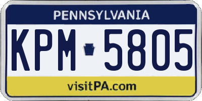 PA license plate KPM5805