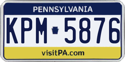 PA license plate KPM5876