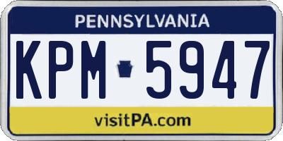 PA license plate KPM5947