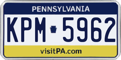 PA license plate KPM5962