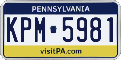 PA license plate KPM5981
