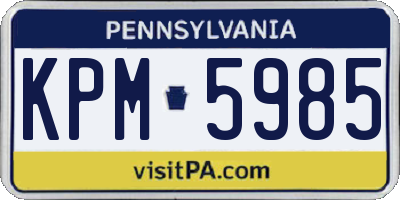 PA license plate KPM5985