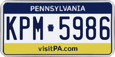 PA license plate KPM5986