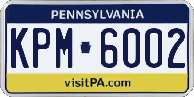 PA license plate KPM6002