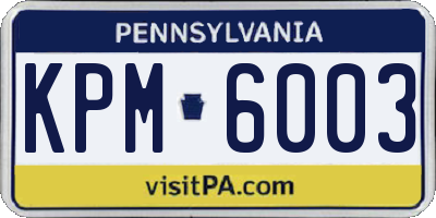 PA license plate KPM6003