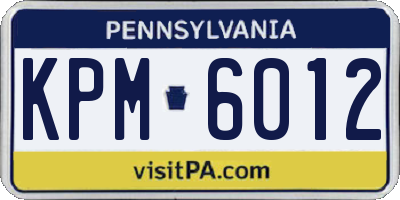 PA license plate KPM6012