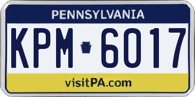 PA license plate KPM6017