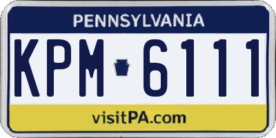 PA license plate KPM6111