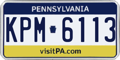 PA license plate KPM6113