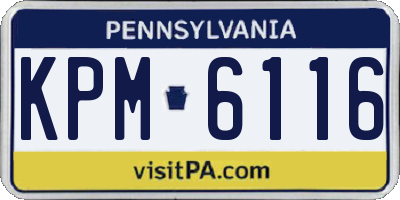 PA license plate KPM6116