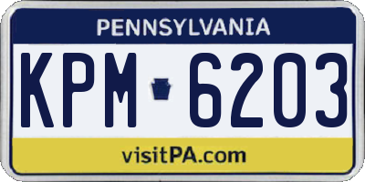 PA license plate KPM6203