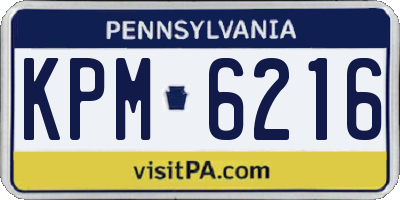 PA license plate KPM6216