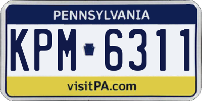 PA license plate KPM6311