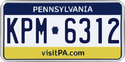 PA license plate KPM6312