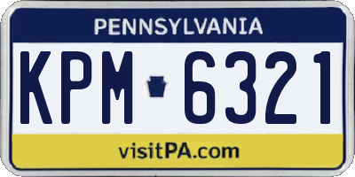 PA license plate KPM6321