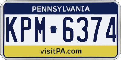 PA license plate KPM6374