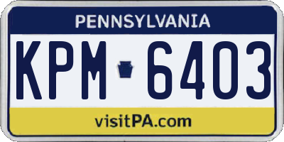 PA license plate KPM6403