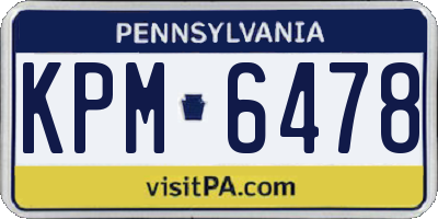 PA license plate KPM6478