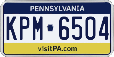 PA license plate KPM6504
