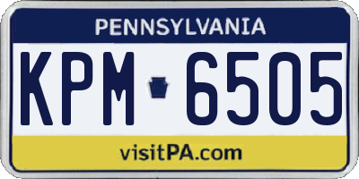 PA license plate KPM6505
