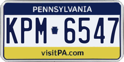 PA license plate KPM6547