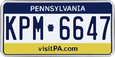 PA license plate KPM6647