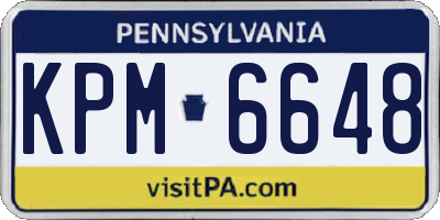 PA license plate KPM6648