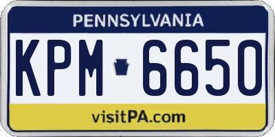 PA license plate KPM6650