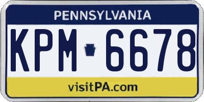 PA license plate KPM6678