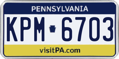 PA license plate KPM6703