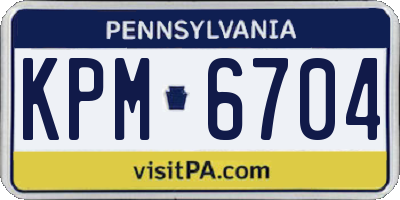 PA license plate KPM6704
