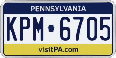 PA license plate KPM6705